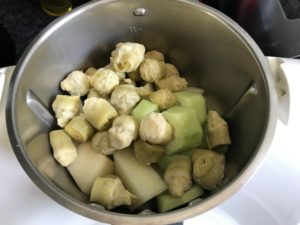 crema fría de alcachofa y melón