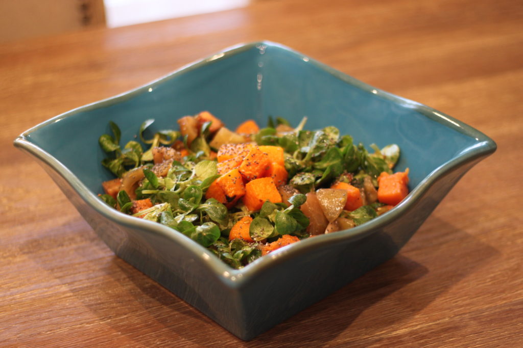 ensalada de canónigos y calabaza