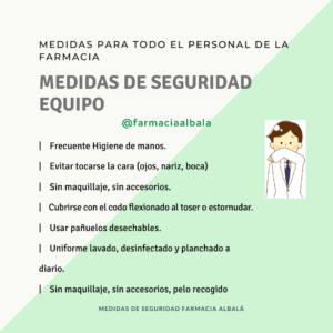 Medidas seguridad equipo farmacia coronavirus covid