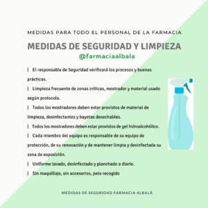 coronavirus farmacia Medidas seg y limpiez spray